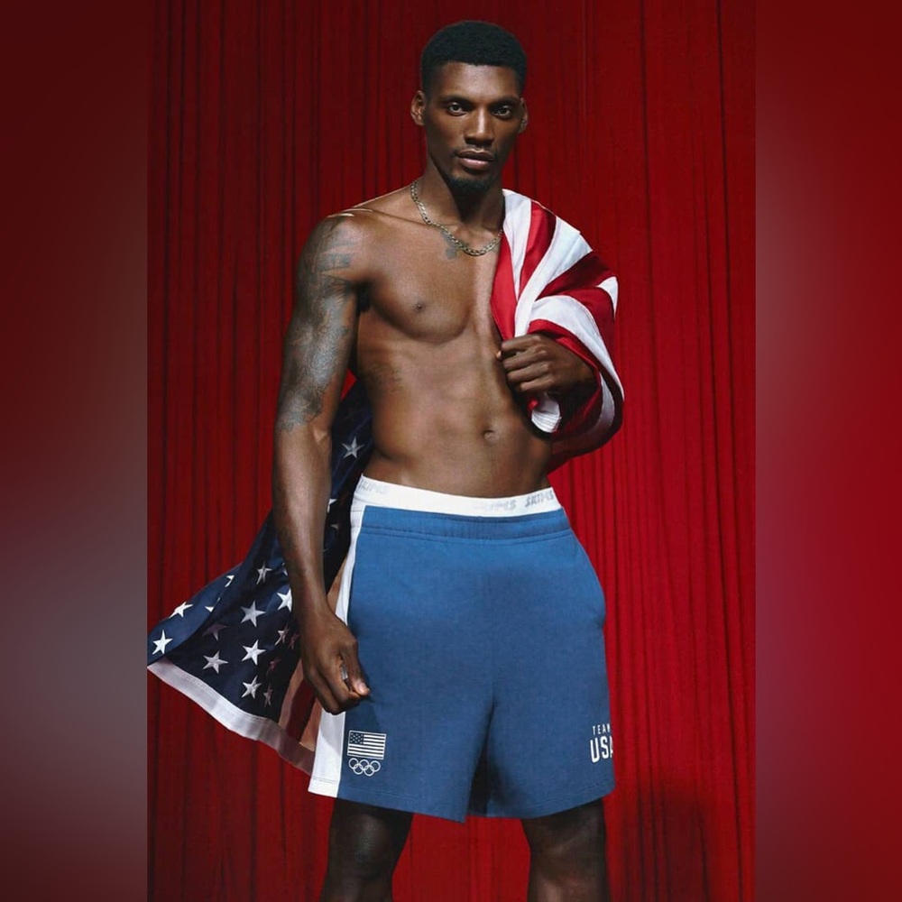SKIMS Team USA Shorts Blue Colorblock XS Lounge Athletic
